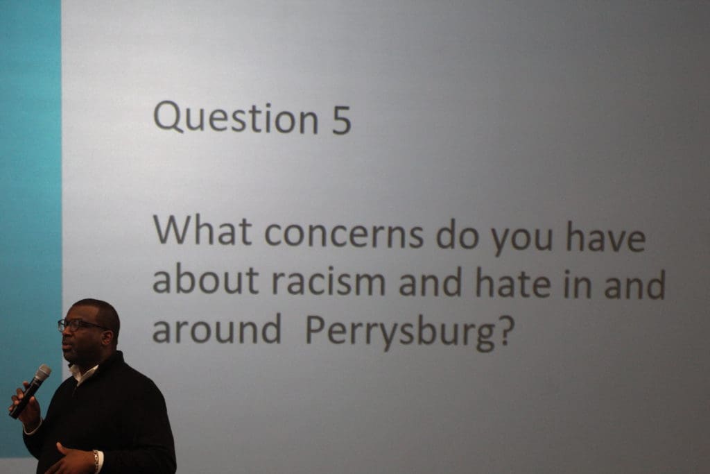 Board reads Question 5 What concerns do you have about racism and hate in and around Perrysburg?
