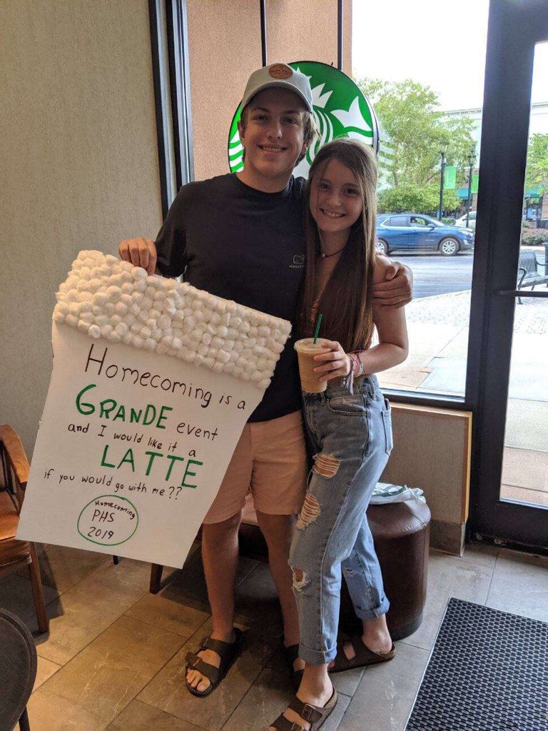 Homecoming is a GRANDE event and I would like it a LATTE if you would go with me??"
