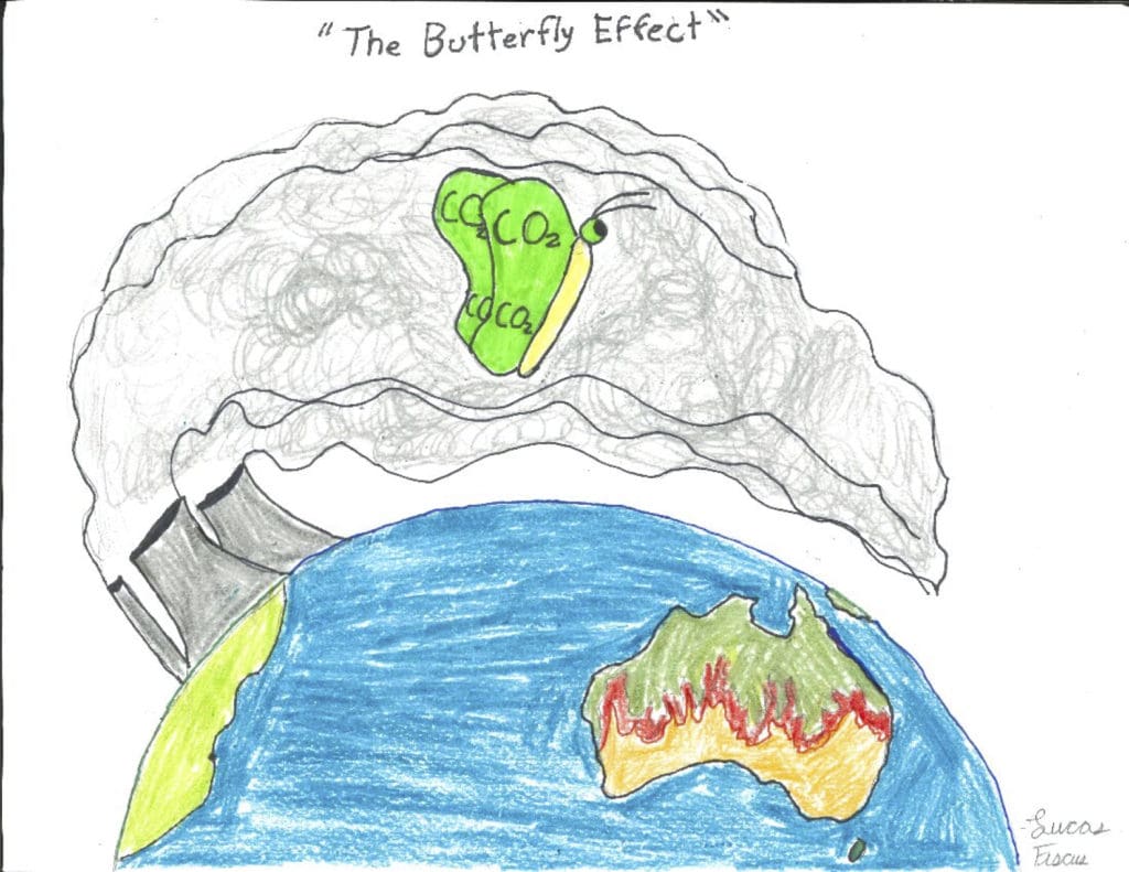 "The Butterfly Effect" political cartoon by Lucas Fiscus