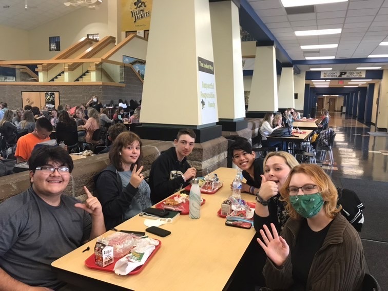 six students eating lunch in phs commons